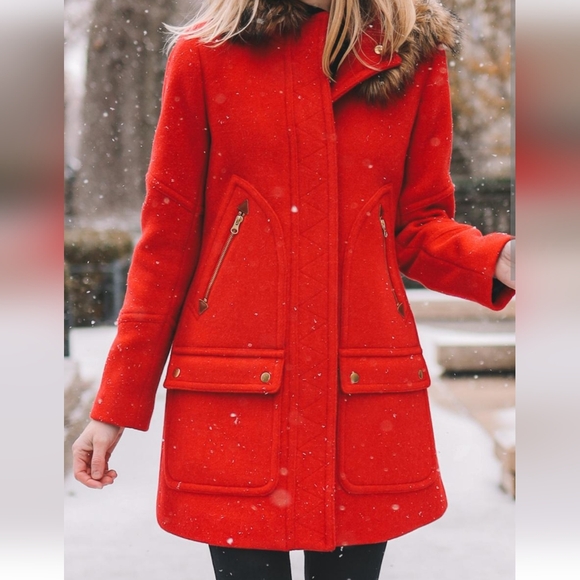 J. Crew Chateu Stadium Wool Coat Sz 4 - Picture 2 of 6